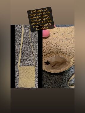 Vintage Crochet Crossbody Bag in Light Yellow